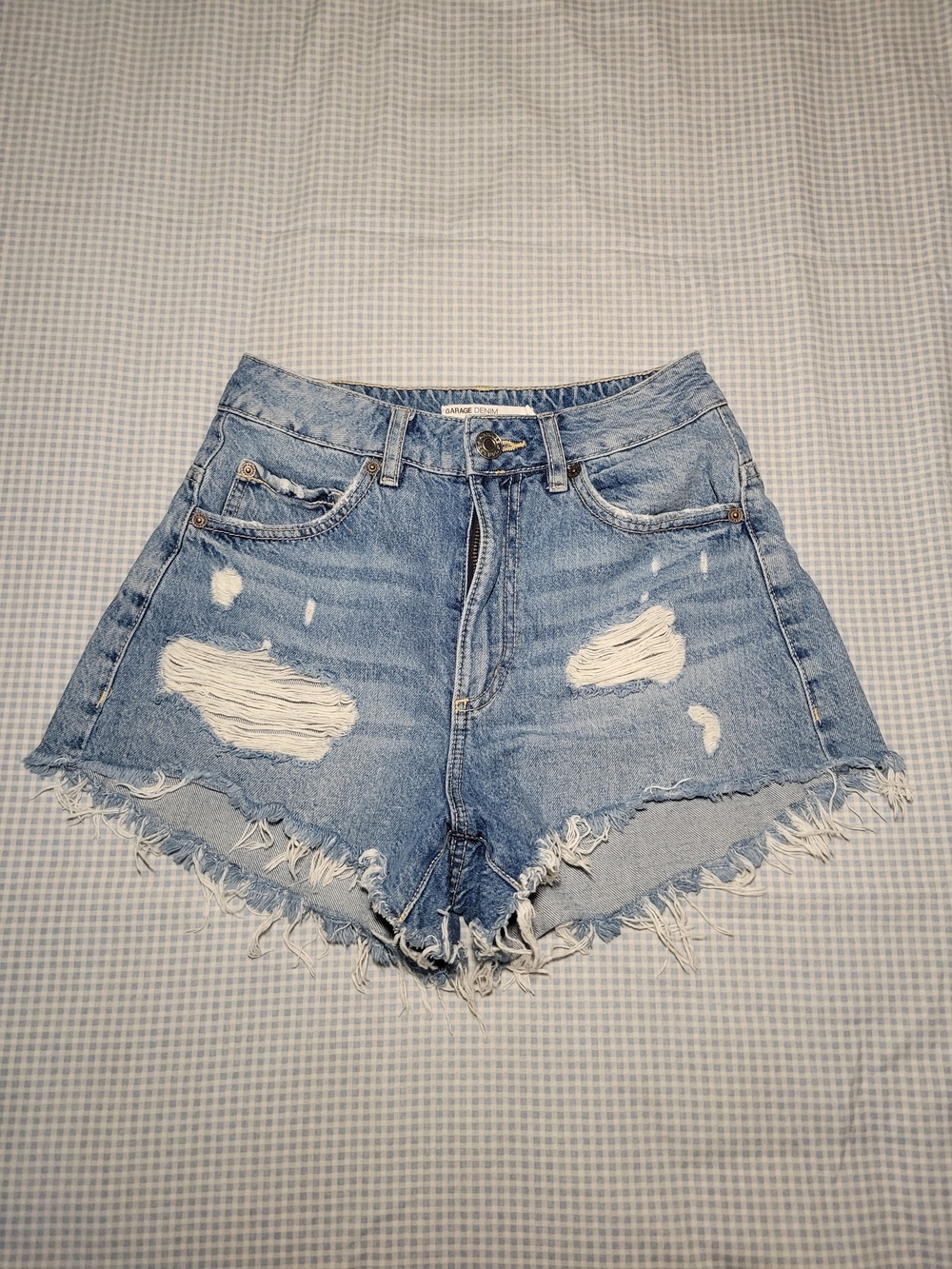 Garage Distressed Light Blue Denim Jean Shorts